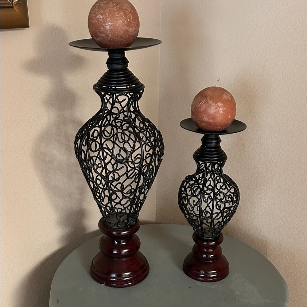 Elegant Black and Brown Candle Holders